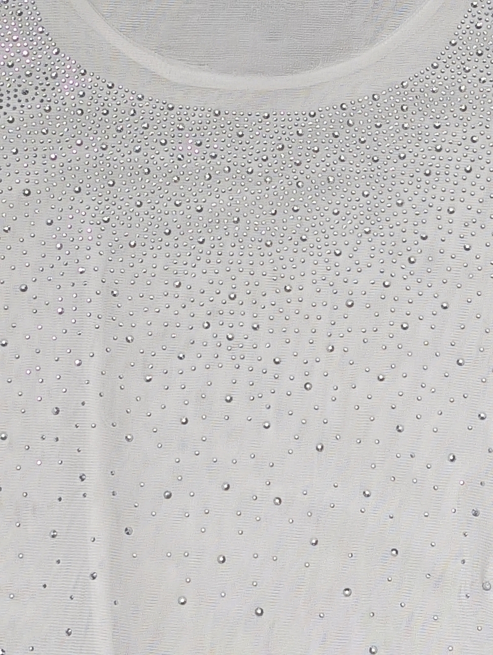 NWT Women's White Sleeveless Chiffon Blouse w/Rhinestones & Assymetrical Hem - Picture 7 of 14